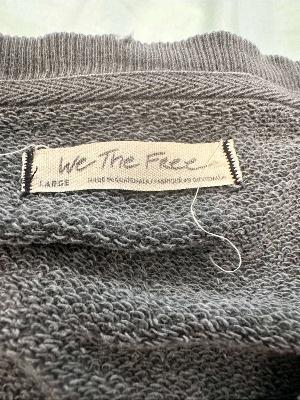 Free People We The Free SzL Gray Camden Sweatshirt Oversized Raw Hem Slouchy Top - Picture 15 of 16